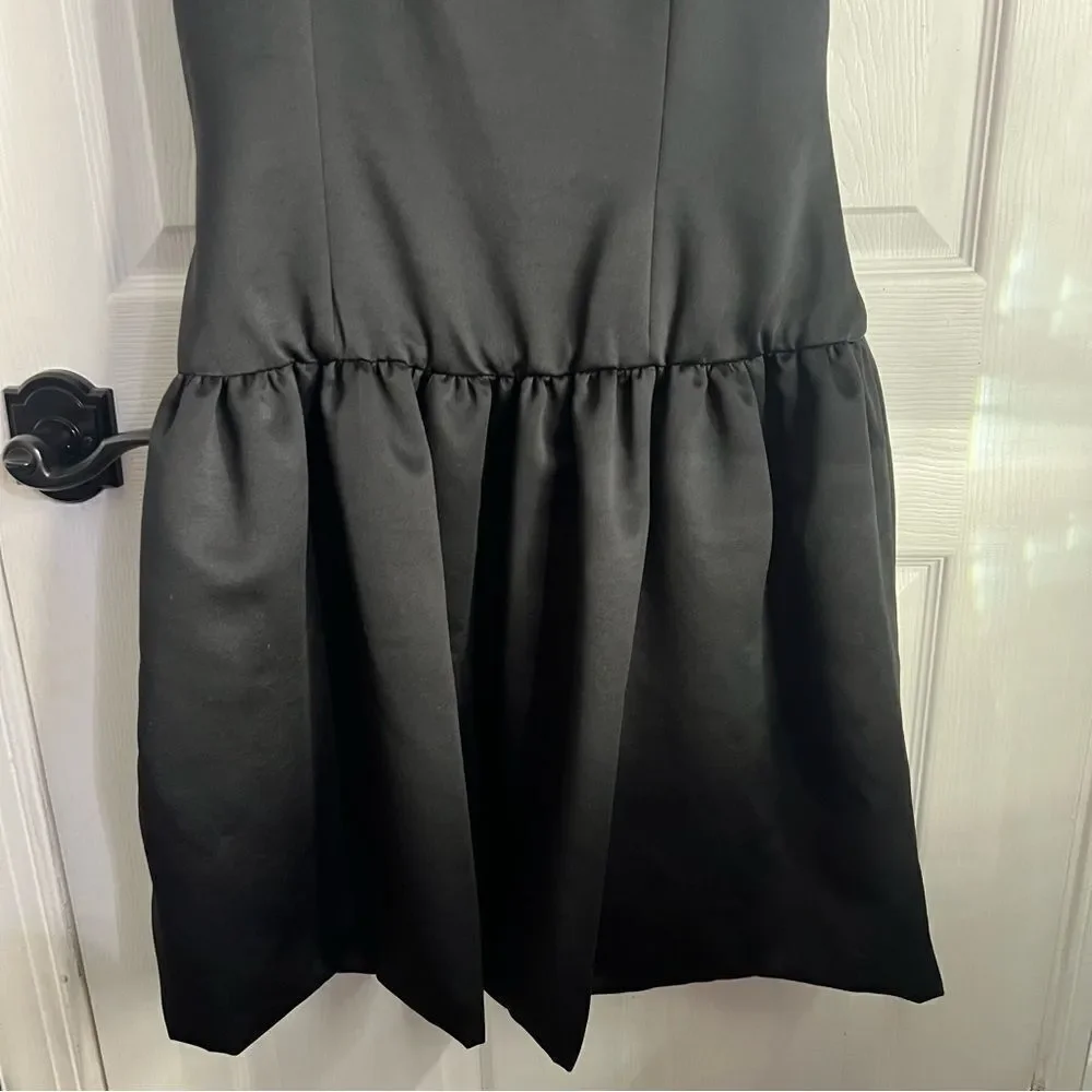 Vintage Leslie Fay Evening Little Black Dress with Diamond Straps